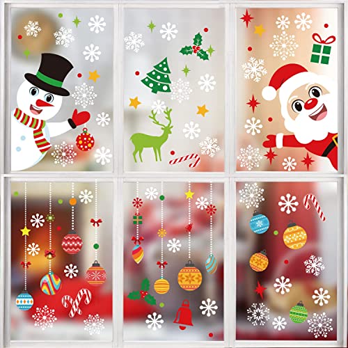 KIMOBER 150 PCS Christmas Window Clings,Santa Claus Snowman Christmas Balls Window Glass Decorations for Party Supplies | The Storepaperoomates Retail Market - Fast Affordable Shopping