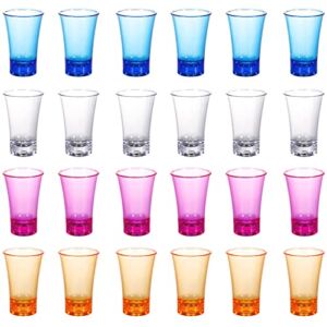 24 Pack Unbreakable Shot Glasses Set, Freezer-Safe, 1.2oz Heavy Base Shot Glass Colored Shot Glasses Bulk for Fun Party and Game