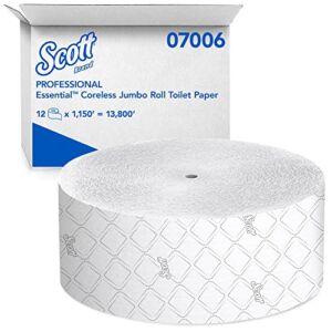 Scott – KCC07006 Essential Jumbo Roll JR. Coreless Toilet Paper (07006), 2-PLY, White, 12 Rolls / Case, 1,150′ / Roll