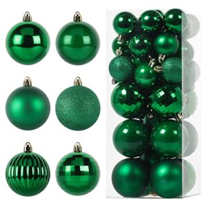 Faireach Christmas Balls Ornament 42PCS,Shatterproof Christmas Tree Decorations with Hooks,Hanging Ball Ornament for Holiday Wedding(Green)