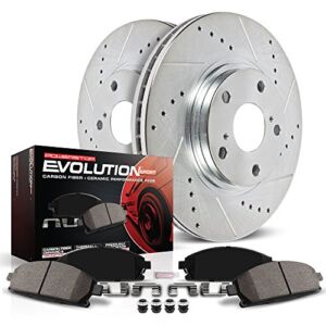 Power Stop Front K1043 Carbon-Fiber Ceramic Brake Pad and Drilled and Slotted Rotor Z23 Daily Driver Kit