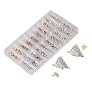 200PCS Watch Strap Screws Assortment Tube Friction Pin Clasp Strap Bracelet Rivet End With Box For Wristwatch Clock Back Case Watch Repair Accessory 10-28mm