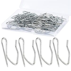 Metal Curtain Hooks, 58PCS Drapery Hook Pins 1.2 Inch Stainless Steel Pin-on Hooks for Window Curtain, Shower Curtain, Door Curtain, Silver