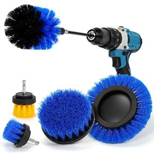 AstroAI Drill Brush Attachment Set 6 Pack-Power Scrubber Cleaning Kit with Extend for Car Detailing, Bathroom Surfaces, Kitchen, Shower, Car Wheels, Seats, Tile, Floor, Grout All Purpose – Blue