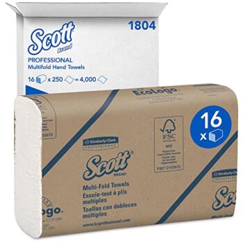 Scott Essential Multifold Paper Towels (01804) with Fast-Drying Absorbency Pockets, White, 16 Packs / Case, 250 Multifold Towels / Pack | The Storepaperoomates Retail Market - Fast Affordable Shopping