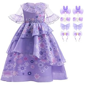 Isabella Dress Costume for Girls Halloween Cosplay Outfit with Hair Bow Clip Christmas Holiday Gift