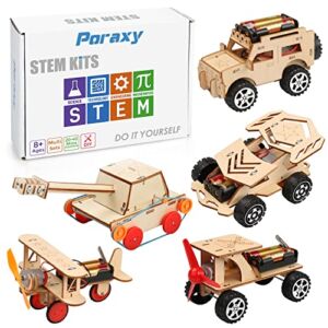 5 in 1 STEM Kit, Wooden Model Car Kits, STEM Projects for Kids Ages 8-12, Gifts for 8 Year Old Boys, 3D Puzzles, Science Experiments Educational Building Toys for 8 9 10 11 12 Year Old Boys and Girls