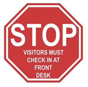 “Stop Visitors Must Check in at Front Desk”- Durable Laminated Vinyl Floor Sign- (Various Sizes Available) Sign by Graphical Warehouse- 5S Safety and Security Signage (12″)