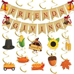 Burlap Friendsgiving Banners for Thanksgiving Decoration Thanksgiving Banners Friends Giving Turkey Pumpkin Bunting for Thanksgiving Party Supplies