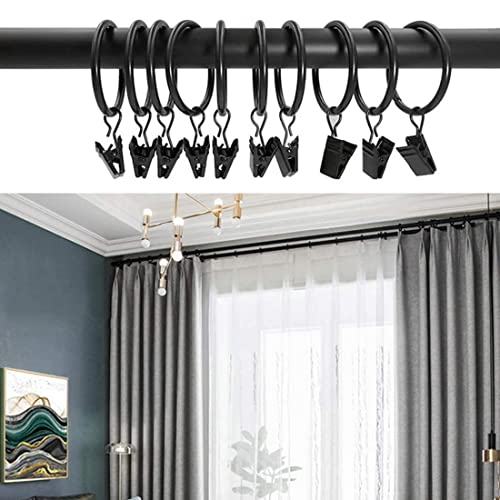 Curtain Rings Clips 36 Pack ,Strong Metal Decorative Drapery Window Stainless Steel Curtain Ring with Clip Rustproof (1.26″ Interior Diameter) for Bathroom, Living (Black-36 Pack) | The Storepaperoomates Retail Market - Fast Affordable Shopping