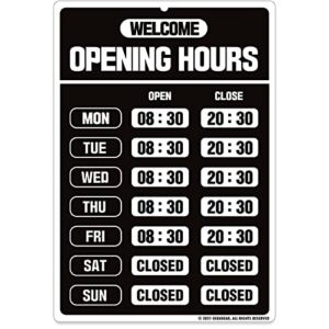 GEEKBEAR Opening Hours Sign (01. Black) – Business Hours Sign – Store Hours Sign – Hours of Operation Signs for Business – Open Sign with Hours – Store or Office Hours Sign Changeable