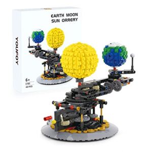 Vonado Earth Moon and Sun Orrery Toy Building Sets – Earth Rotation around Sun Building Bricks-Rotatable Astronomy Solar System Model, Planet Building Kit Science Educational Toys for 6+ Kids (461PCS)