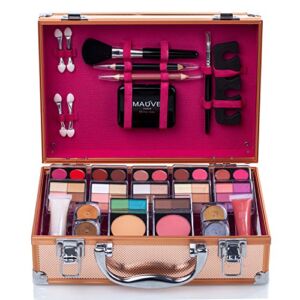 DUER LIKA Makeup Kit for Girls and Women-Carry All Makeup Train Case with Pro Makeup and Full Starter Cosmetics Set (GOLD)