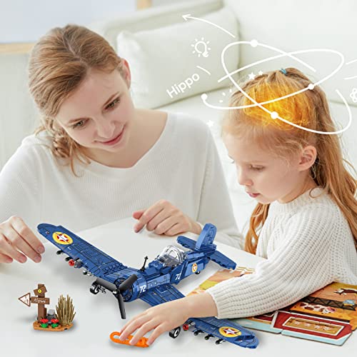 Plane Building Kit 440Pcs WW2 Military Airplane Model with Rotating Propellers Open Cockpit Door Building Blocks Toy Gift for Boys and Girls Ages 6-10 | The Storepaperoomates Retail Market - Fast Affordable Shopping