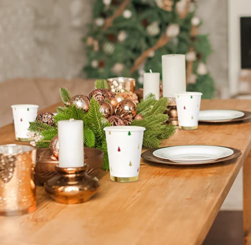 50 Disposable Christmas Cups 9 Oz. Paper Dinner Drinking Cup in Elegant Xmas Tree Design with Gold Foil Winter Beverage Drink Dinnerware for Festive Holiday Tableware Party Supplies Decorations | The Storepaperoomates Retail Market - Fast Affordable Shopping