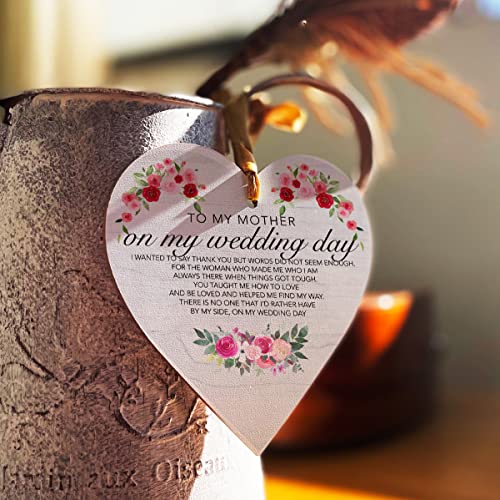 to My Mom on My Wedding Day Gifts Wooden Hanging Heart Plaque Wood Sign Crafts Wall Hangings Gift | The Storepaperoomates Retail Market - Fast Affordable Shopping