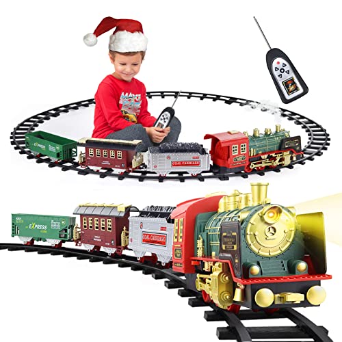 Train Set for Boys Girls, Christmas Electric Train Set with Steam, Sound & Light, Train Toys w/ Steam Locomotive Engine, Cargo Cars & Tracks for Kids Boys 3 4 5 6 7 8 Year Old | The Storepaperoomates Retail Market - Fast Affordable Shopping