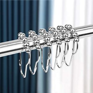 Shower Curtain Rings, WITUSE Decorative Hooks for Bathroom Shower Curtain, Rust-Resistant Metal Set of 12 Curtain Rings, Shower Rod Curtain Hangers, Glide Curtain Rings Easy to Install