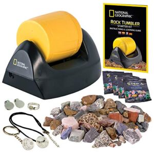 NATIONAL GEOGRAPHIC Starter Rock Tumbler Kit – Durable Leak-Proof Rock Polisher for Kids – Complete Rock Tumbling Kit – Geology Hobby Science Kit, Rocks and Crystals for Kids, A Great STEM Activity