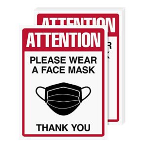 Wear A Face Mask Sign Bulk, Weather Proof, Water and Tear Resistant – Health Safety Signage for Homes, Schools, Offices, Business | 8.5 x 11 Inches | 5 Per Pack (Laminated)