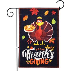 HAKDAY Thanksgiving Garden Flag, 13×19 Inches Happy Thanksgiving Flag Double Sided Funny Turkey Sign for Fall Thanksgiving Outdoor Decoration House Flag Autumn Burlap Yard Outdoor Decor
