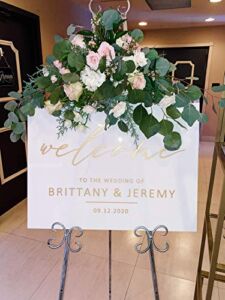 Wedding Welcome Sign White Acrylic Elegant Wedding Sign for Wedding Signs, Welcome Sign Wedding Decor Sign Gold and White