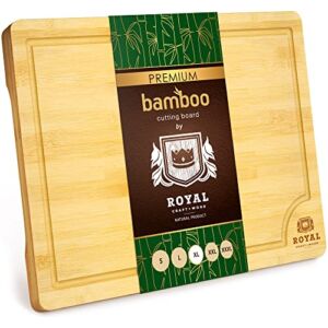 Extra Large Organic Bamboo Cutting Board with Juice Groove – Kitchen Chopping Board for Meat (Butcher Block) Cheese and Vegetables (XL 18 x 12″)