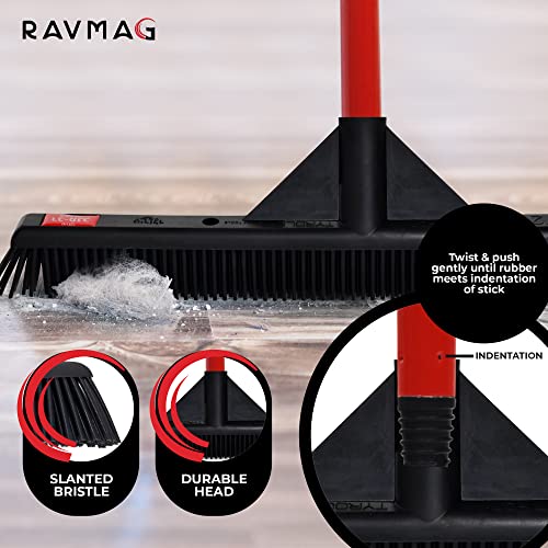 Lightweight Silicone Broom for Floors by RAVMAG- Scratch-Free Floor Sweeper Broom for Pet Hair Dust Dirt- 100% TPR Rubber Washable Dog Hair Broom for Vinyl, Carpet, Cement, Hardwood, Tiles, Windows | The Storepaperoomates Retail Market - Fast Affordable Shopping
