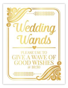 Wedding Wands Send Off Sign Choose Your Foil Color and Unframed Print Size Gold Foil Reception Decoration Signage, Metallic Ribbon Wands Wedding Exit Wands Poster