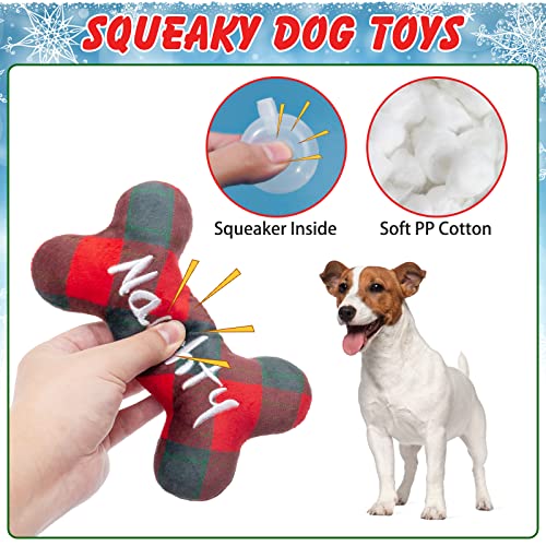 Dog Christmas Toys, Dog Squeaky Toys for Aggressive Chewers, Squeaky Toys for Dogs, Cute Bone Shape Stuffed Plush Toys for Large Medium Small Dogs, Interactive Durable Dog Chew Toys, Nice & Naughty | The Storepaperoomates Retail Market - Fast Affordable Shopping
