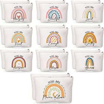 20 Pcs Rainbow Canvas Makeup Bags Bulk Inspirational Quotes Cosmetic Bags with Zipper Encouragement Travel Pouch Toiletry Bag for Women Girls Teacher Friend Birthday Graduation Gifts, 10 Styles | The Storepaperoomates Retail Market - Fast Affordable Shopping