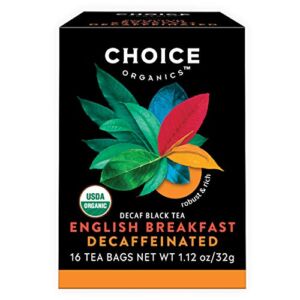 Choice Organics – Organic Decaffeinated English Breakfast Tea (6 Pack) – Fair Trade – Compostable – 96 Organic Black Tea Bags