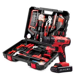 DD dedeo Tool Set with Drill, Cordless Hammer Drill Tool Kit 110Pcs Household Power Tools Drill Set with 21V Li-Ion Battery & Charger for Home Tool Kit