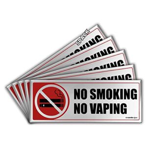 No Smoking Sign 5 Pack 8″x 3″x 0.2″ No Smoking No Vaping Signs Premium Acrylic Self-Adhesive