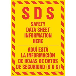 SDS Safety Data Sheet Information Here Sign, Bilingual – 7″ x 10″ Permanent Self Adhesive Vinyl – J. J. Keller