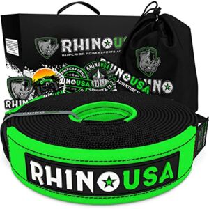 Rhino USA Recovery Tow Strap (3″ x 20′) Lab Tested 31,518lb Break Strength – Heavy Duty Offroad Straps with Triple Reinforced Loop Ends to Ensure Peace of Mind – Emergency 4×4 Off Road Towing Rope