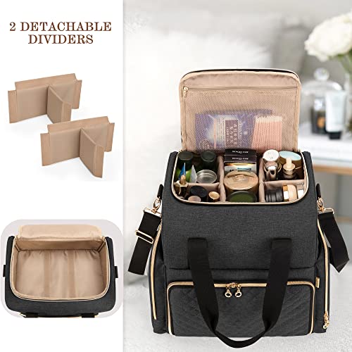 Luxja Large Travel Makeup Bag with 3 Removable Cases, Cosmetic Bag with Detachable Dividers (Patent Pending), Black | The Storepaperoomates Retail Market - Fast Affordable Shopping