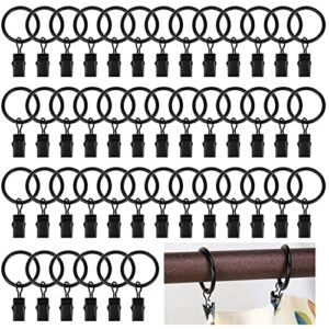 HAOBAOBEI 45 Pack Curtain Rings with Clips, Metal Matte Vintage Drapery Clips with Rings, Rustproof Decorative Drapery Curtain Clip Rings Hooks, 1 Inch Interior Diameter, Fits up to 5/8″ Rod, Black