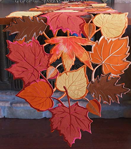 GRANDDECO Harvest Fall Table Runner 13″x36″, Cutwork with Applique Embroidered Maple Leaves Dresser Scarf Table Topper for Home Dinner Holiday Festival Decorations | The Storepaperoomates Retail Market - Fast Affordable Shopping