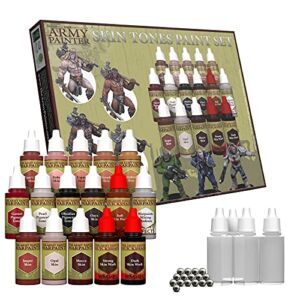 The Army Painter Skin Tones Paint Set, 16 Acrylic Paints, 4 empty bottles and 16 Mixing Balls for Advanced Techniques in Wargames Miniature Model Painting