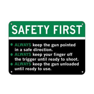 Aluminum Horizontal Metal Sign Multiple Sizes Safety First! Gun Rules! Security Black & Weapon All Over Weatherproof Street Signage 14x10Inches