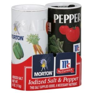 Morton, Iodized Salt & Pepper Shaker Duo Pack, 5.5oz Package (Pack of 6)