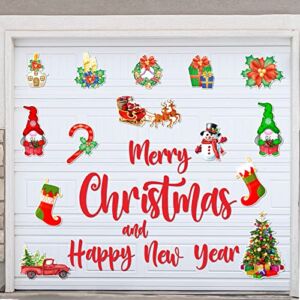 30 Pcs Merry Christmas Garage Door Magnets Decoration Happy New Year Magnetic Garage Door Decor Set Christmas Refrigerator Magnets Decals for Outdoor Xmas Holiday Car (Gnome Style)