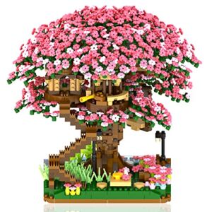 Cherry Bonsai Tree Building Sets for Girls,Micro Mini Building Blocks of Cherry Blossom Bonsai Tree kit,2008pcs Mini Bricks Sakura Tree House, Good Gift for Kids 14+Ages and Adults(New 2022)