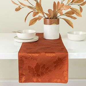 Benson Mills Harvest Legacy Damask Fabric Table Runner for Fall, Harvest, and Thanksgiving (Rust/Burnt Orange, 13″ x 72″ Table Runner)