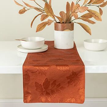 Benson Mills Harvest Legacy Damask Fabric Table Runner for Fall, Harvest, and Thanksgiving (Rust/Burnt Orange, 13″ x 72″ Table Runner) | The Storepaperoomates Retail Market - Fast Affordable Shopping