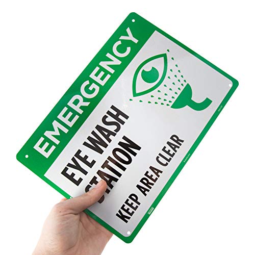 Emergency Eye Wash Station Sign 3-Pack – 10″ x 7″ Reflective Aluminum Safety Warning Sign for OSHA Compliance in STEM Science Classroom Area and Chemical Hazard Research Laboratories | The Storepaperoomates Retail Market - Fast Affordable Shopping