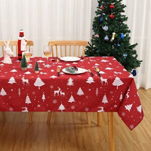 CAROMIO Christmas Table Cloth Rectangle 60×102 Inch, Waterproof Holiday Xmas Deer Tree Kitchen Farmhouse Christmas Table Decorations for Home Dining Party, Oblong Table Cloth for Indoor Outdoor