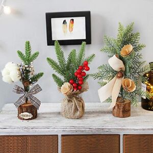 Mini Christmas Tree Artificial Tabletop Tree with Pine Cone Berry Christmas Decor,Small Christmas Pine Tree for Home or Office Xmas Holiday Decorations