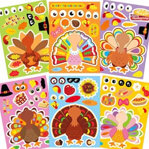 Thanksgiving Stickers for Kids Make a Turkey Stickers Thanksgiving Crafts for Kids 30 SheetsTurkey Face Stickers for Kids Make Your Own Turkey Stickers Thanksgiving Fall Party Favors for Kids School Activities